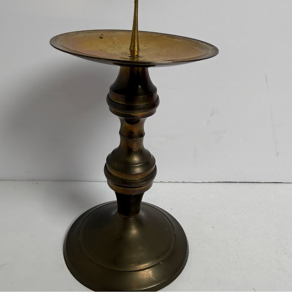 Vintage Retro Brass GOLD Metal Pillar Candle Holder TARNISHED Table Decor Small - Picture 4 of 7